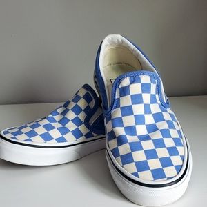 Vans Asher Blue and White Checkerboard Slip On